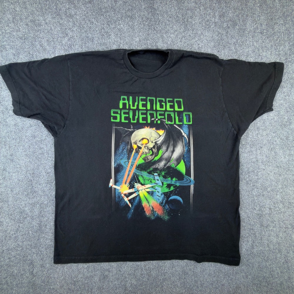 Avenged Sevenfold 2017 Band T-Shirt Black Skull Laser Space Graphic Mens XXL